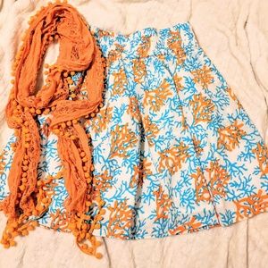 Blue and Orange Coral Skirt